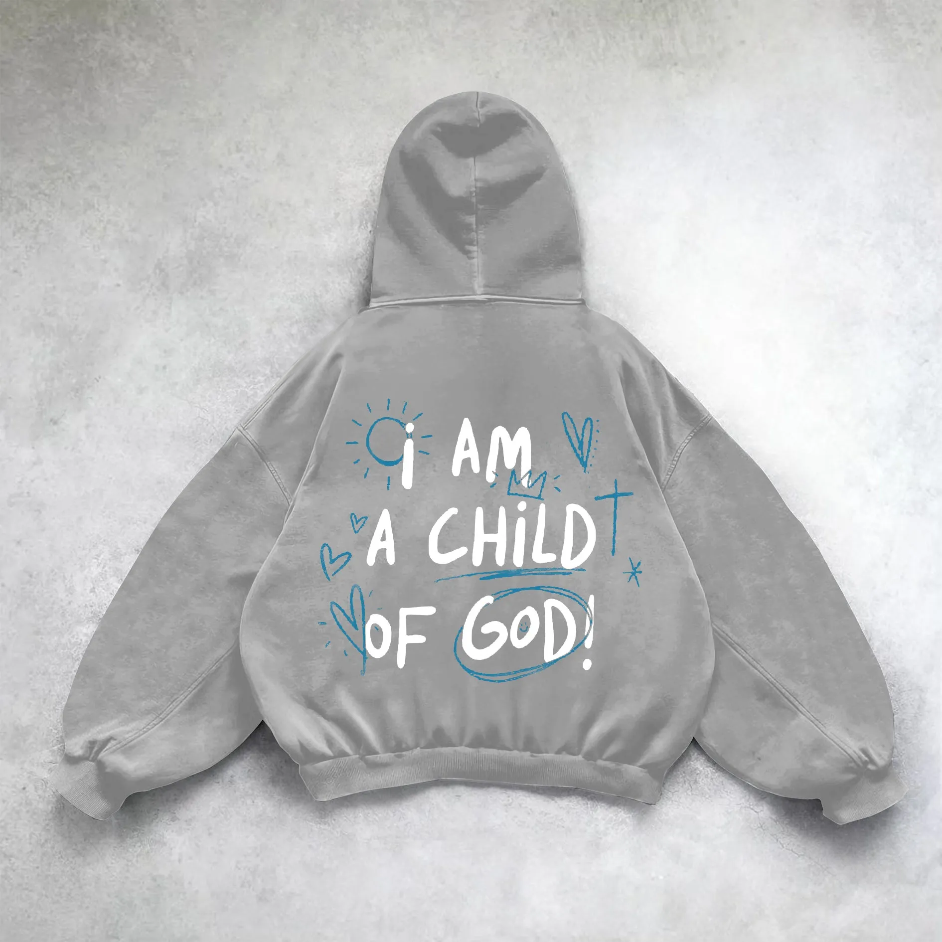 Blavra I Am A Child Of God Graphic Acid Washed Hoodie
