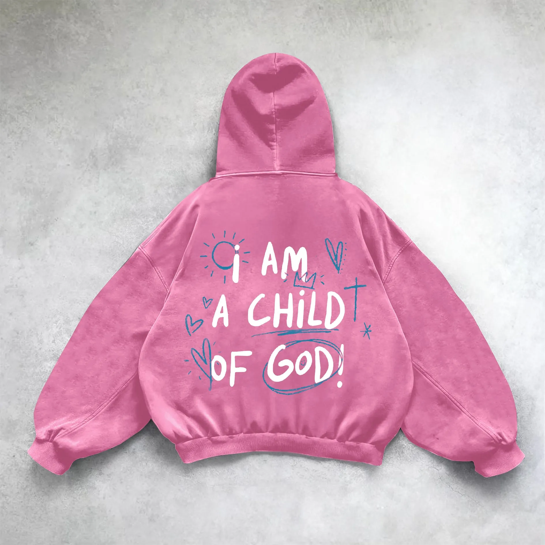 Blavra I Am A Child Of God Graphic Acid Washed Hoodie