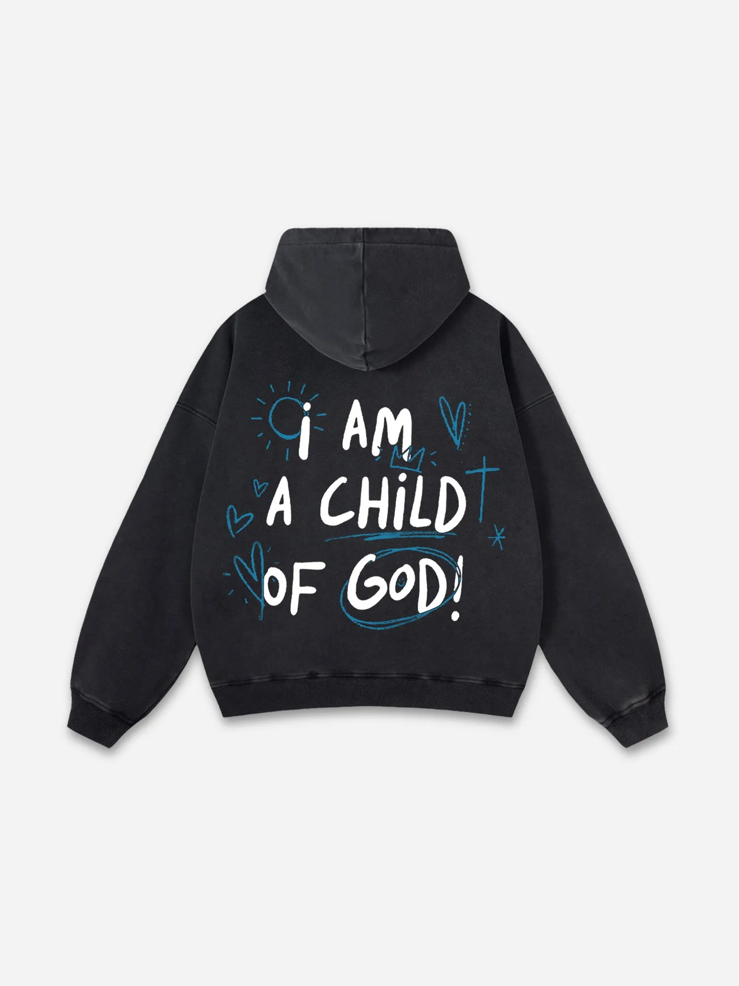 Blavra I Am A Child Of God Graphic Acid Washed Hoodie
