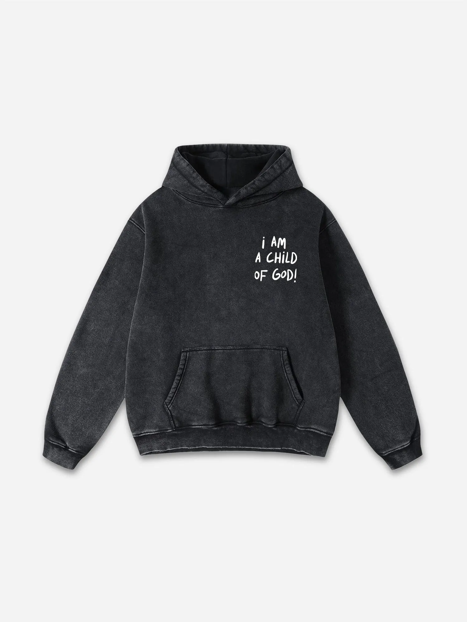 Blavra I Am A Child Of God Graphic Acid Washed Hoodie