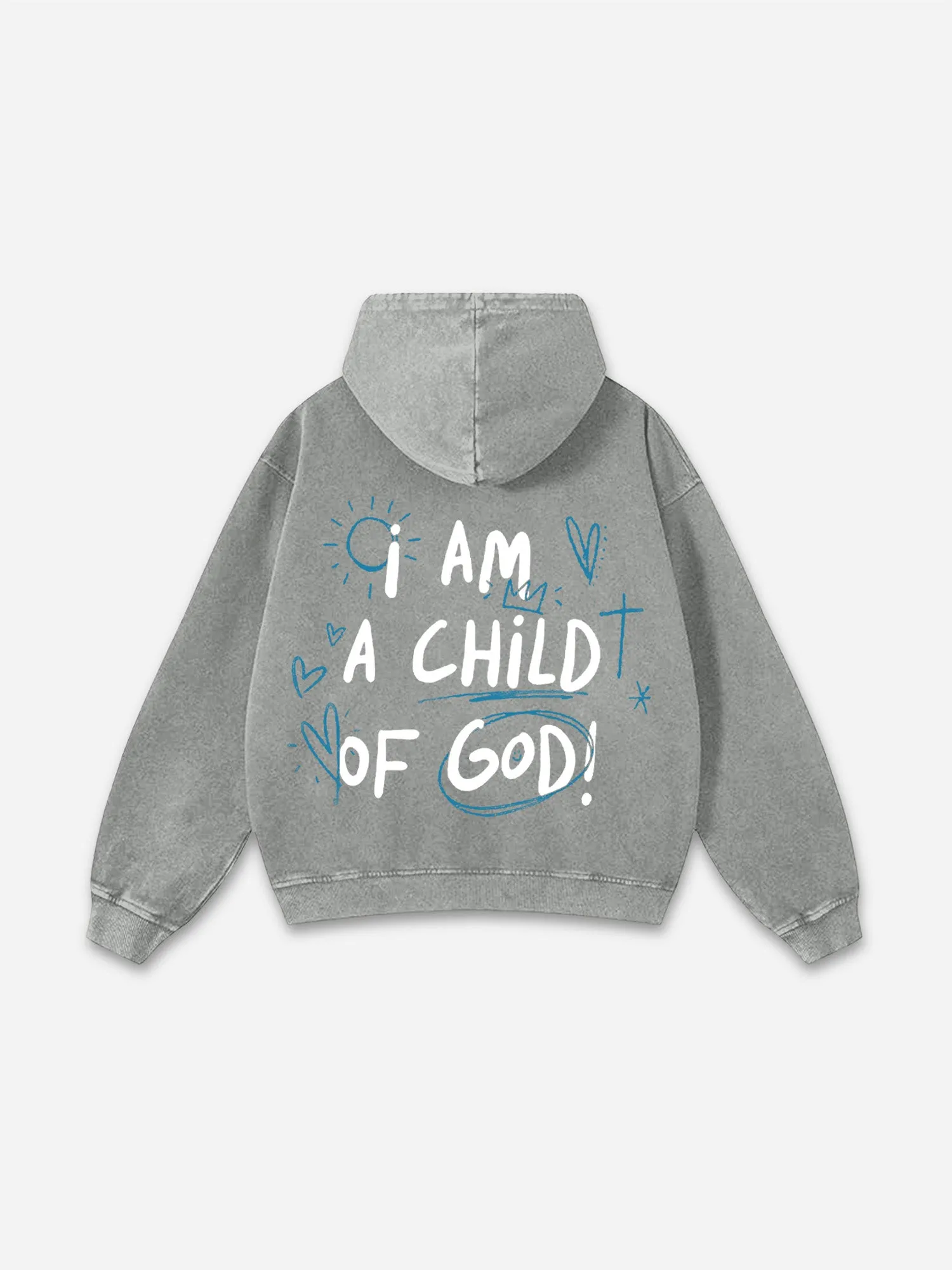 Blavra I Am A Child Of God Graphic Acid Washed Hoodie