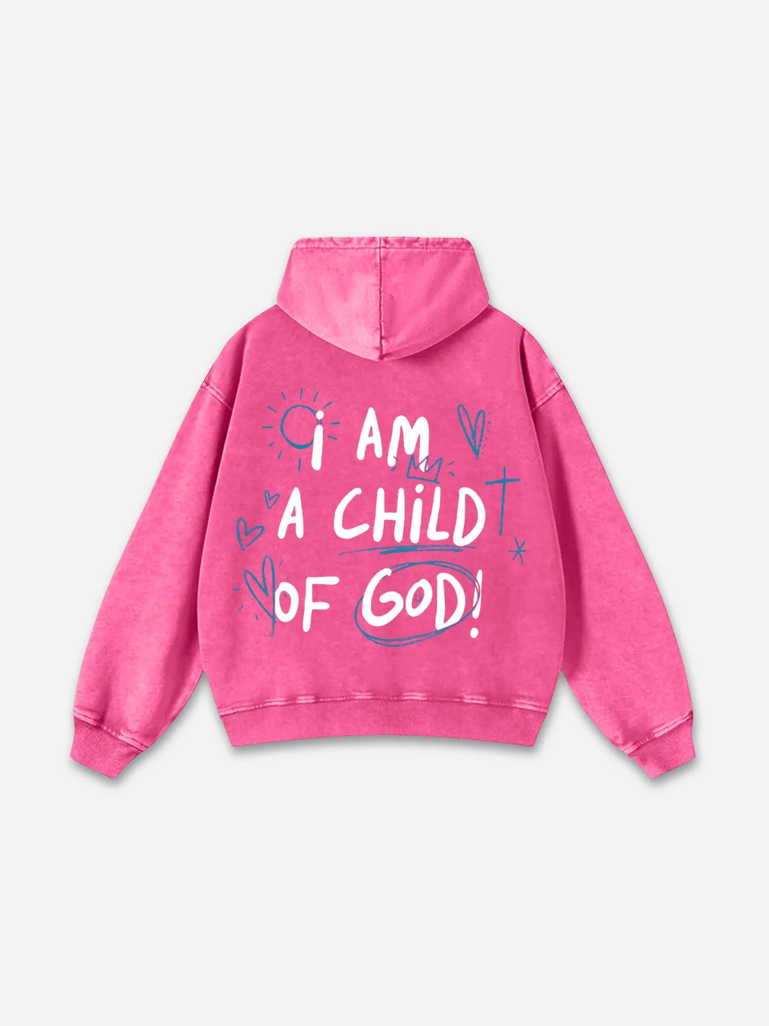 Blavra I Am A Child Of God Graphic Acid Washed Hoodie