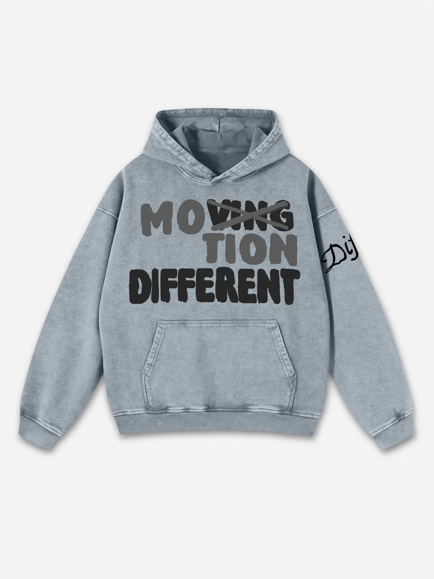 Blavra Motion Different Graphic Acid Washed Oversized Hoodie