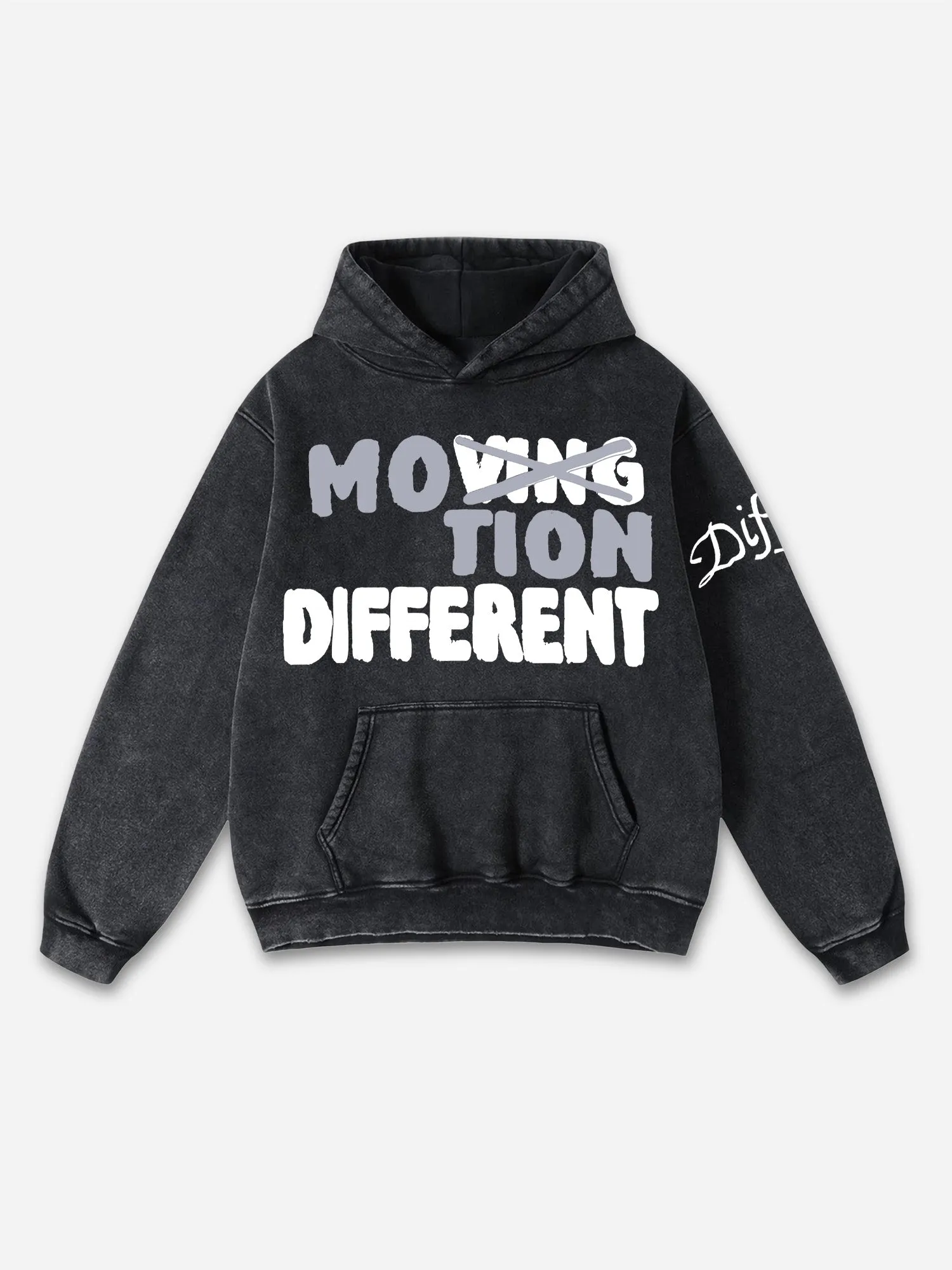 Blavra Motion Different Graphic Acid Washed Oversized Hoodie