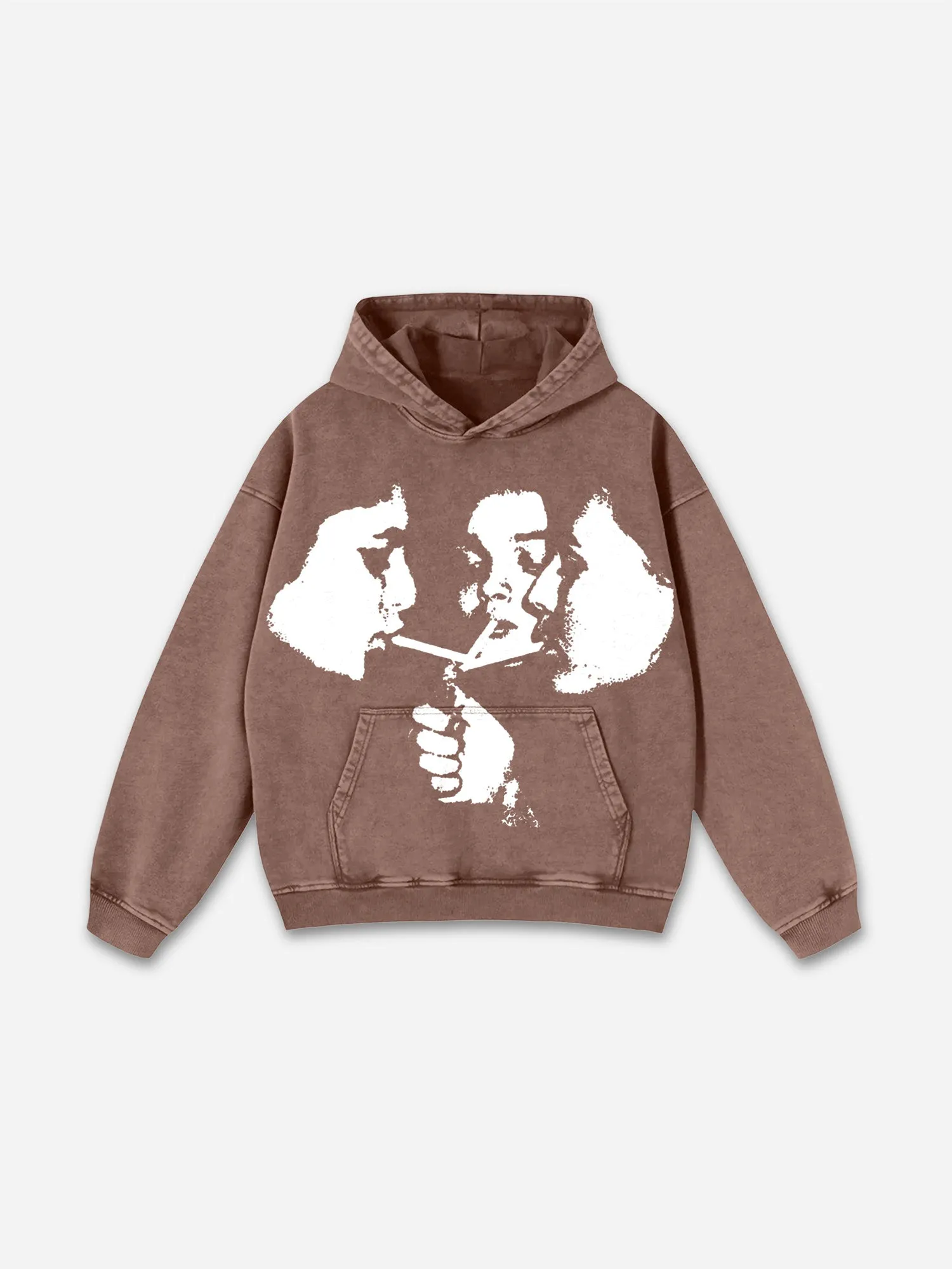Blavra Relaxed Vintage Graphic Casual Street Washed Hoodie
