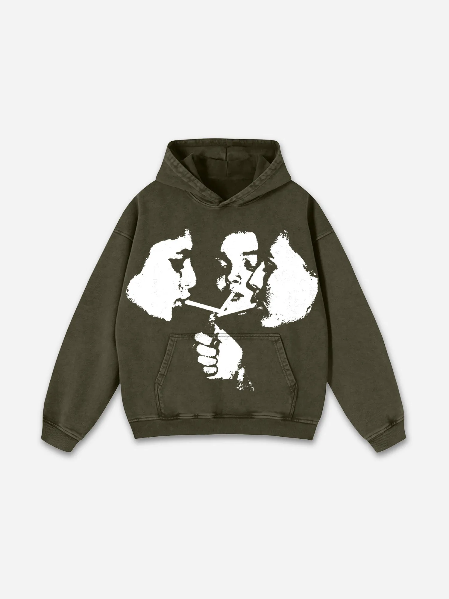 Blavra Relaxed Vintage Graphic Casual Street Washed Hoodie