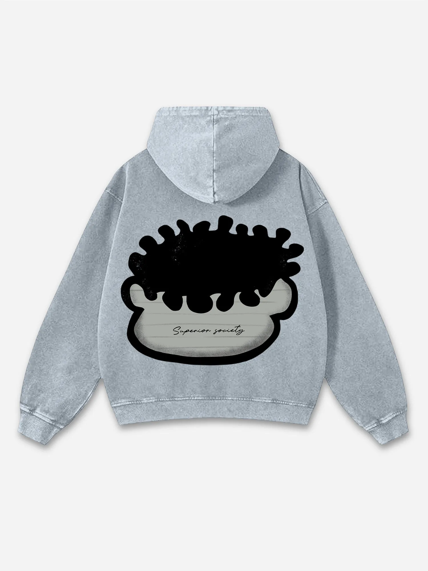 Blavra Vintage Big Face Graphic Print Washed Hoodie