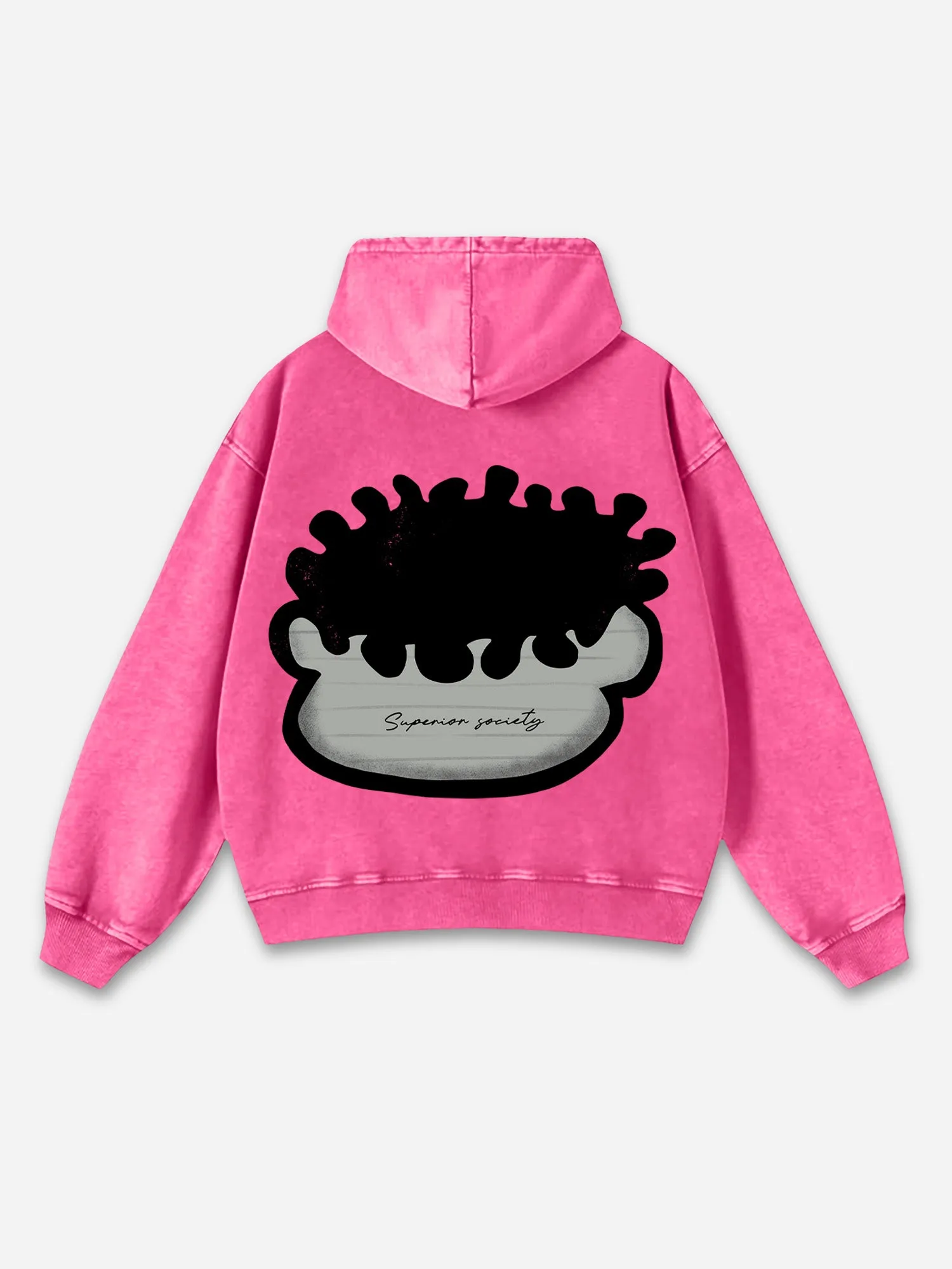 Blavra Vintage Big Face Graphic Print Washed Hoodie