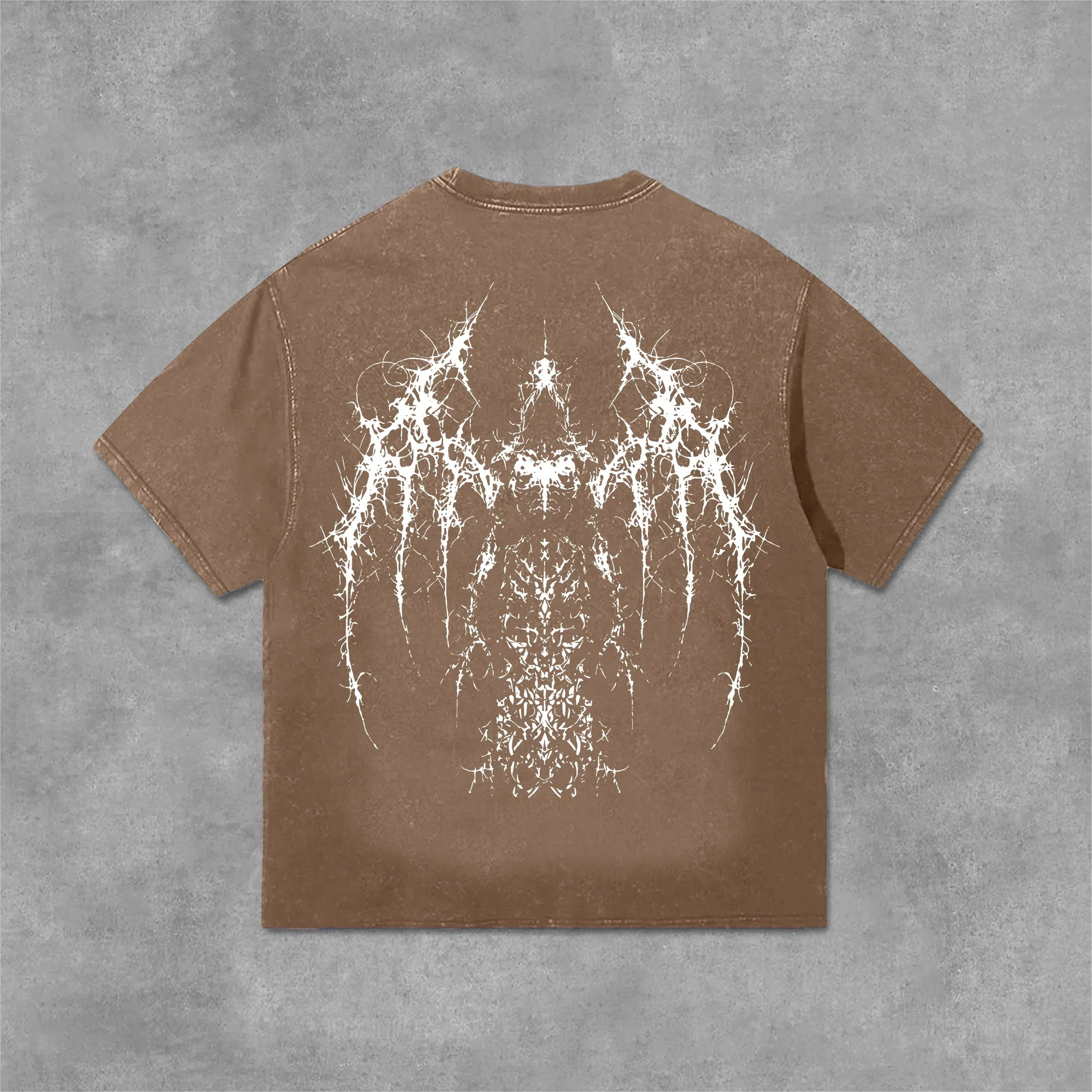 Blavra Vintage Gothic Print Graphic Acid Washed T-Shirt