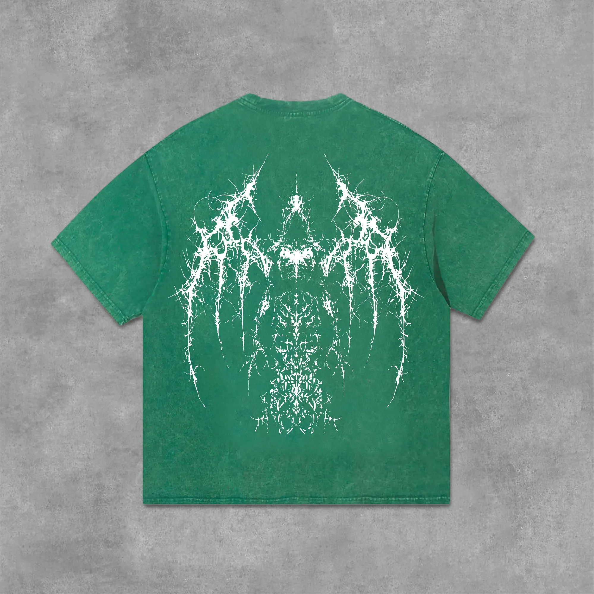 Blavra Vintage Gothic Print Graphic Acid Washed T-Shirt
