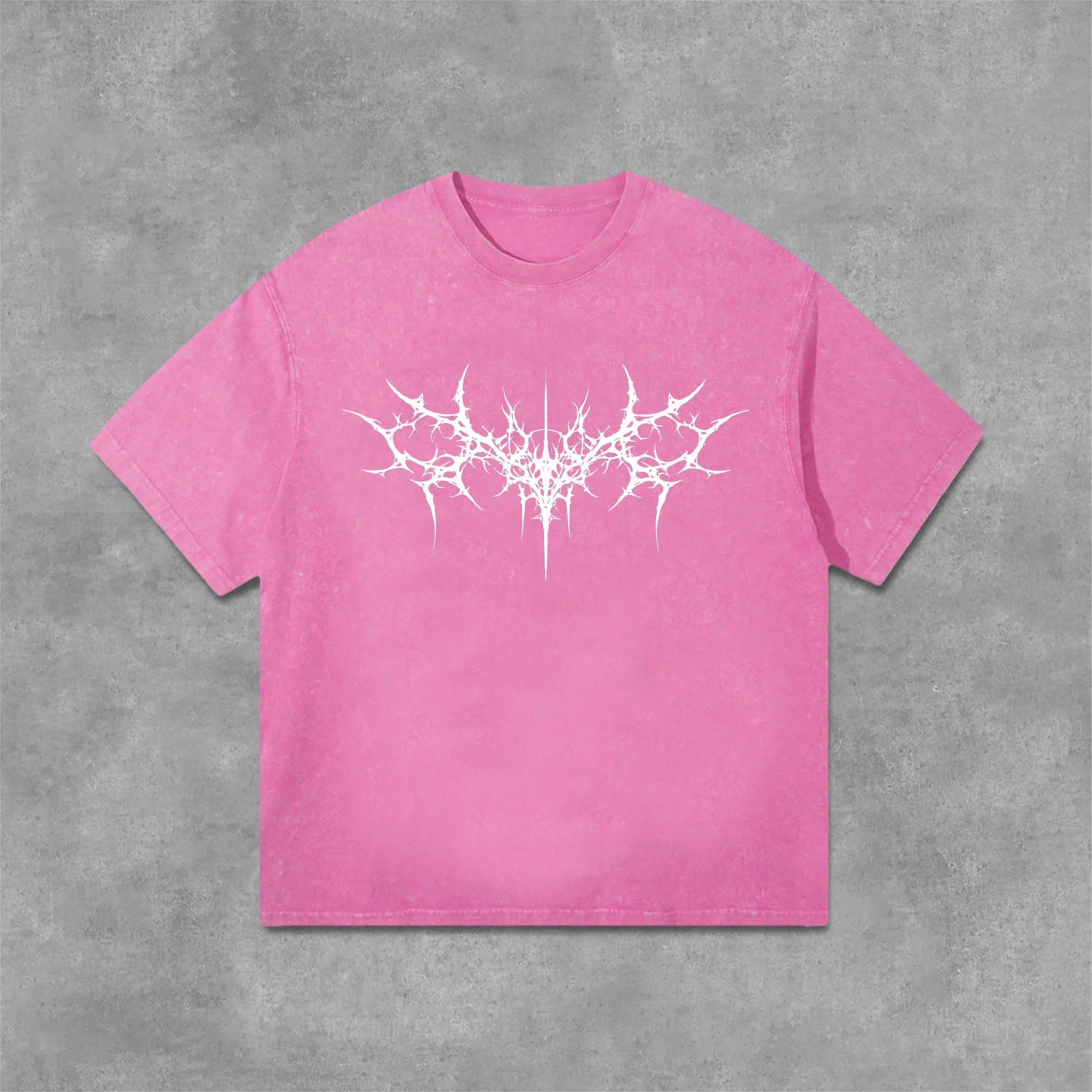 Blavra Vintage Gothic Print Graphic Acid Washed T-Shirt