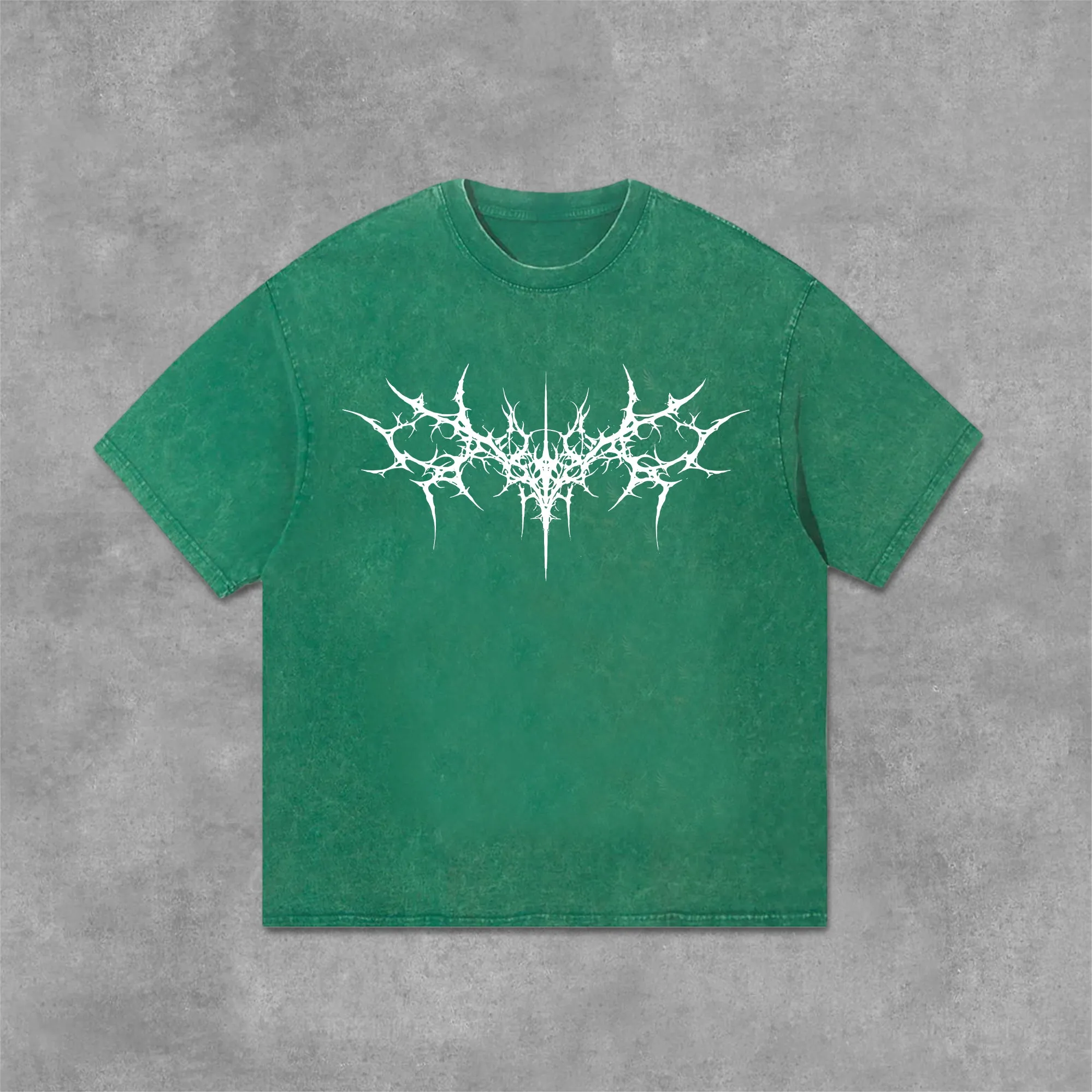 Blavra Vintage Gothic Print Graphic Acid Washed T-Shirt