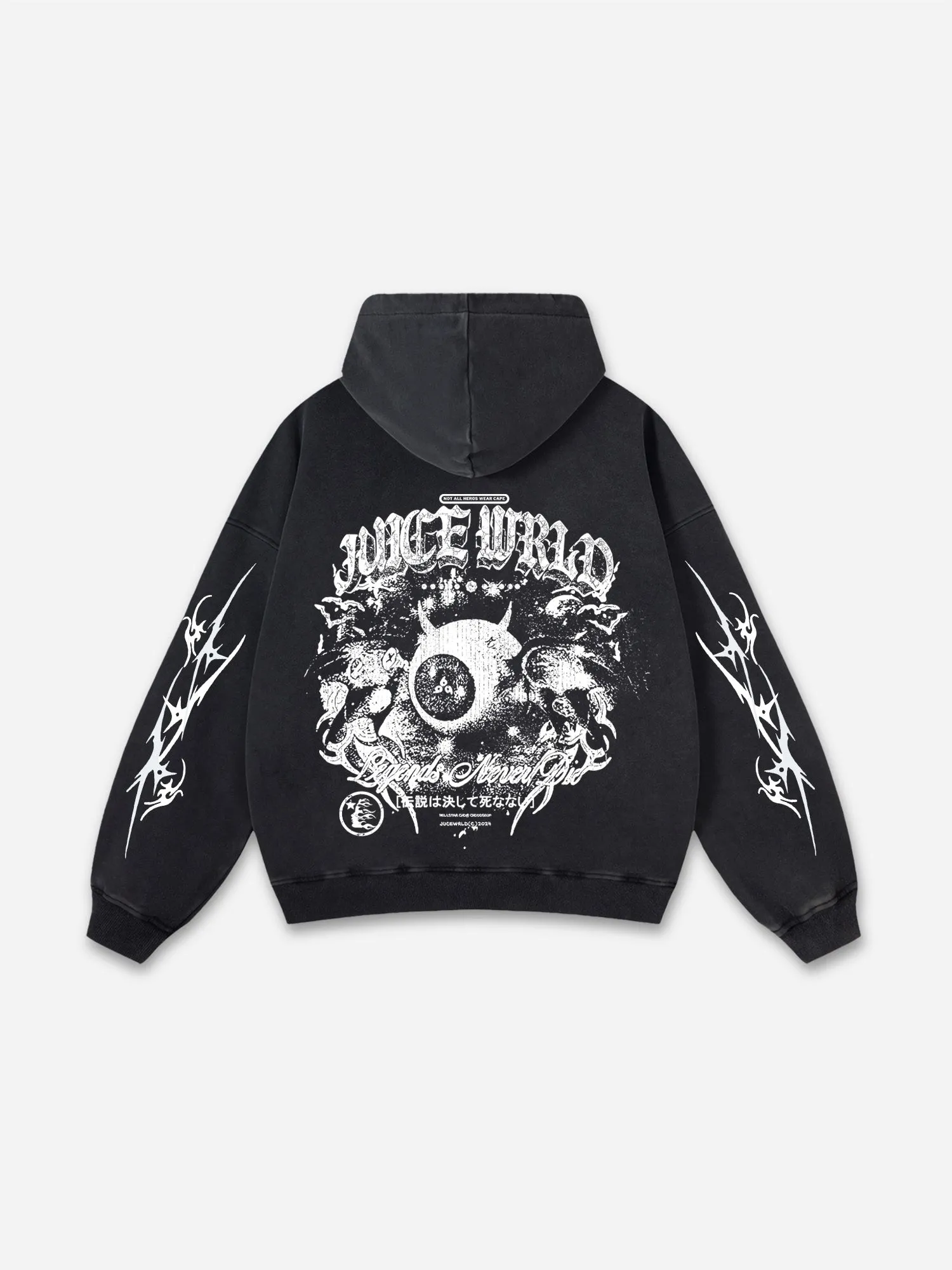 Blavra Vintage Juice World Graphic Washed Distressed Hoodie