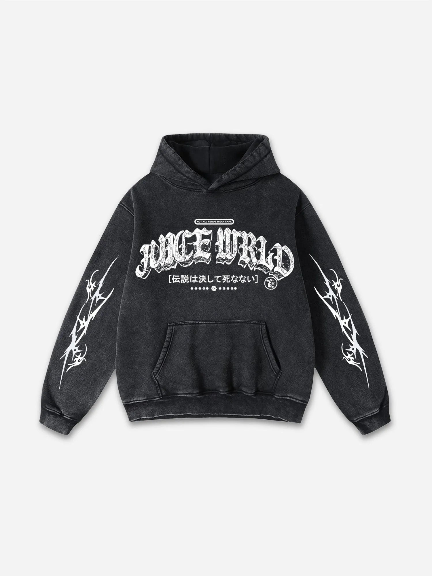 Blavra Vintage Juice World Graphic Washed Distressed Hoodie