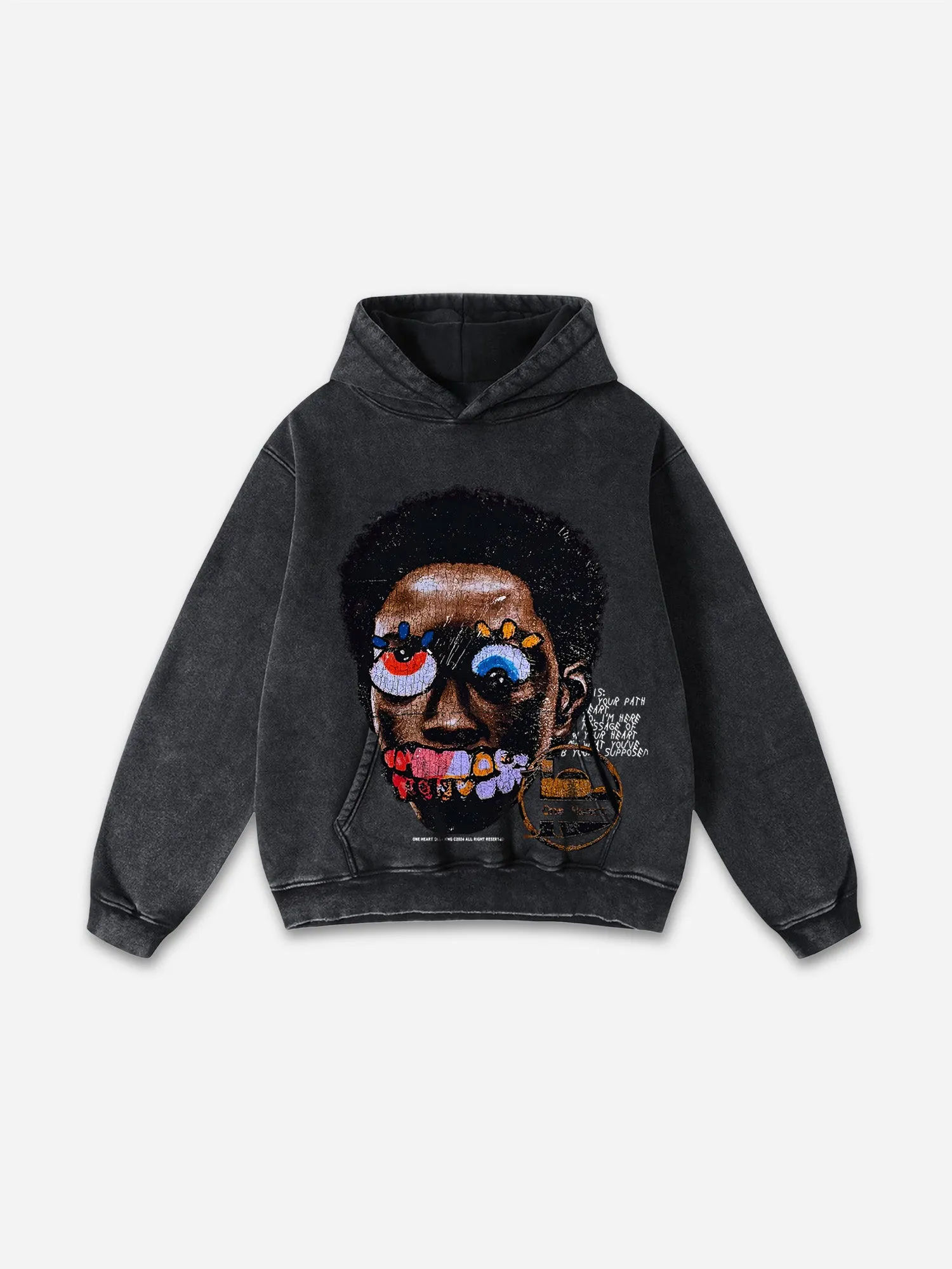 Blavra Vintage Madness Graphic Acid Washed Oversized Hoodie