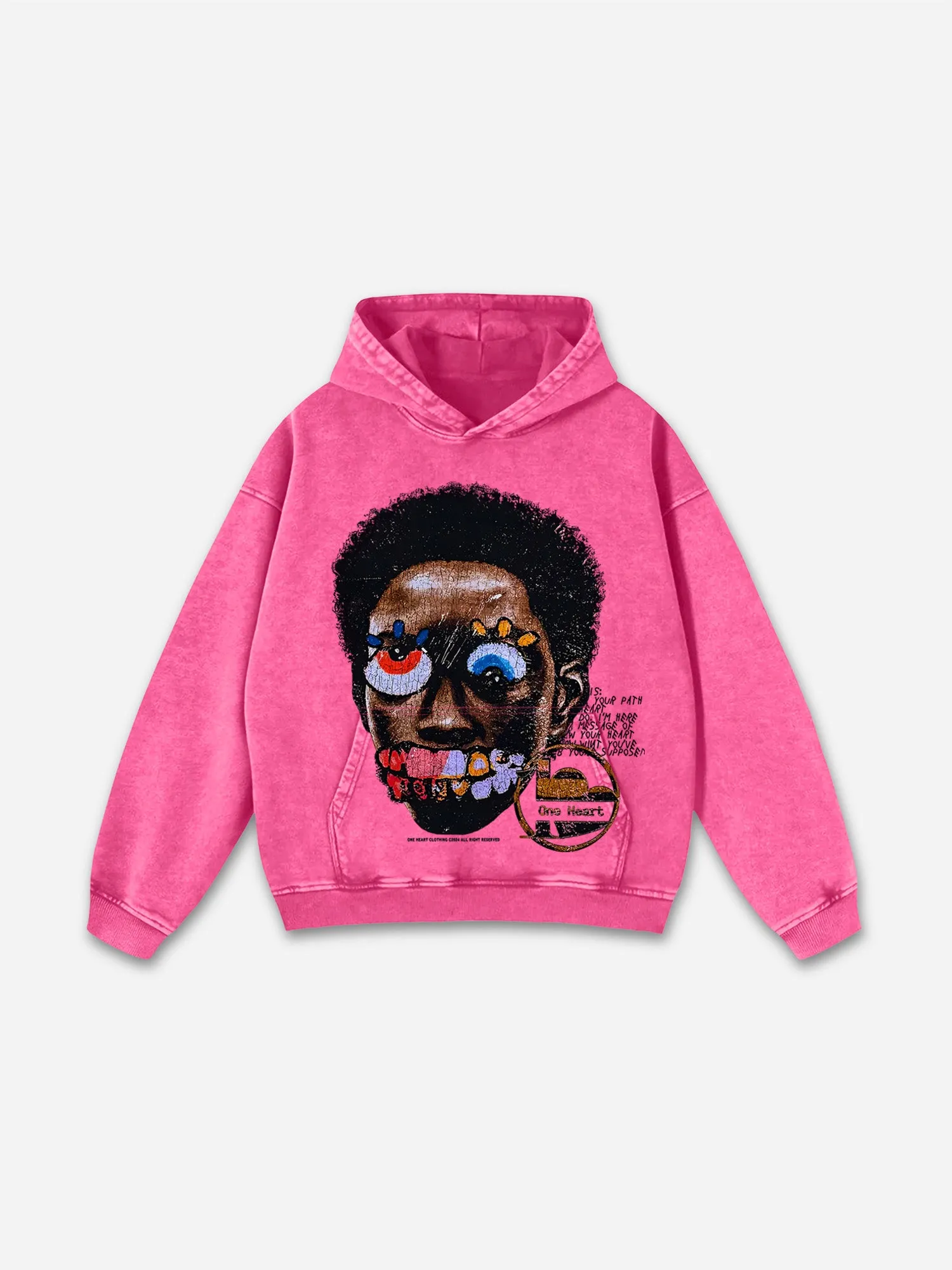 Blavra Vintage Madness Graphic Acid Washed Oversized Hoodie