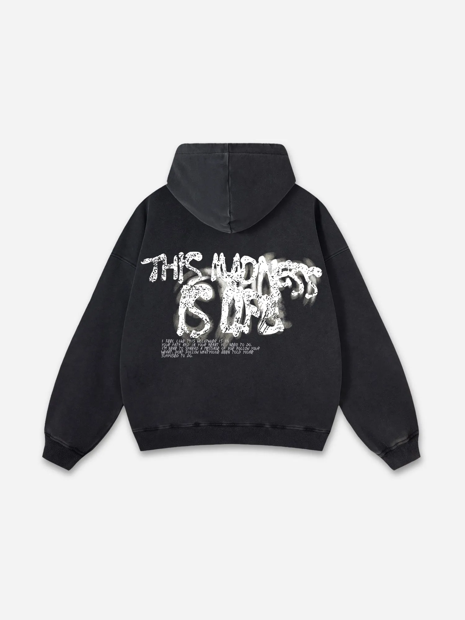 Blavra Vintage Madness Graphic Acid Washed Oversized Hoodie