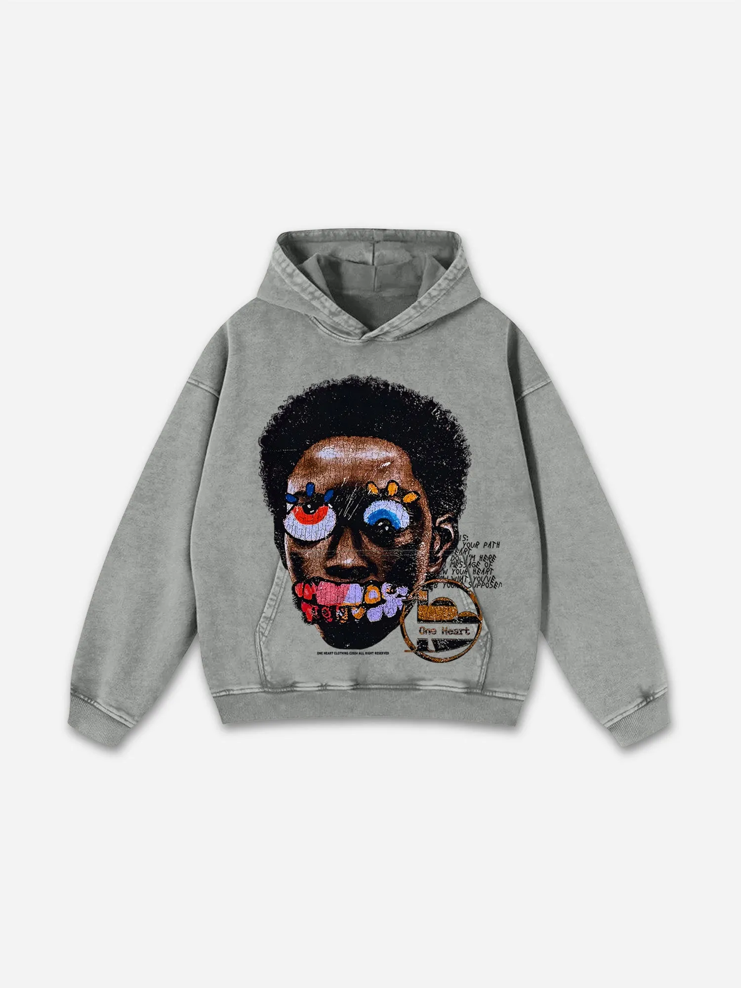 Blavra Vintage Madness Graphic Acid Washed Oversized Hoodie