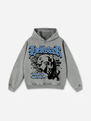 Blavra Vintage Path To Paradise Graphic Acid Washed Oversized Hoodie