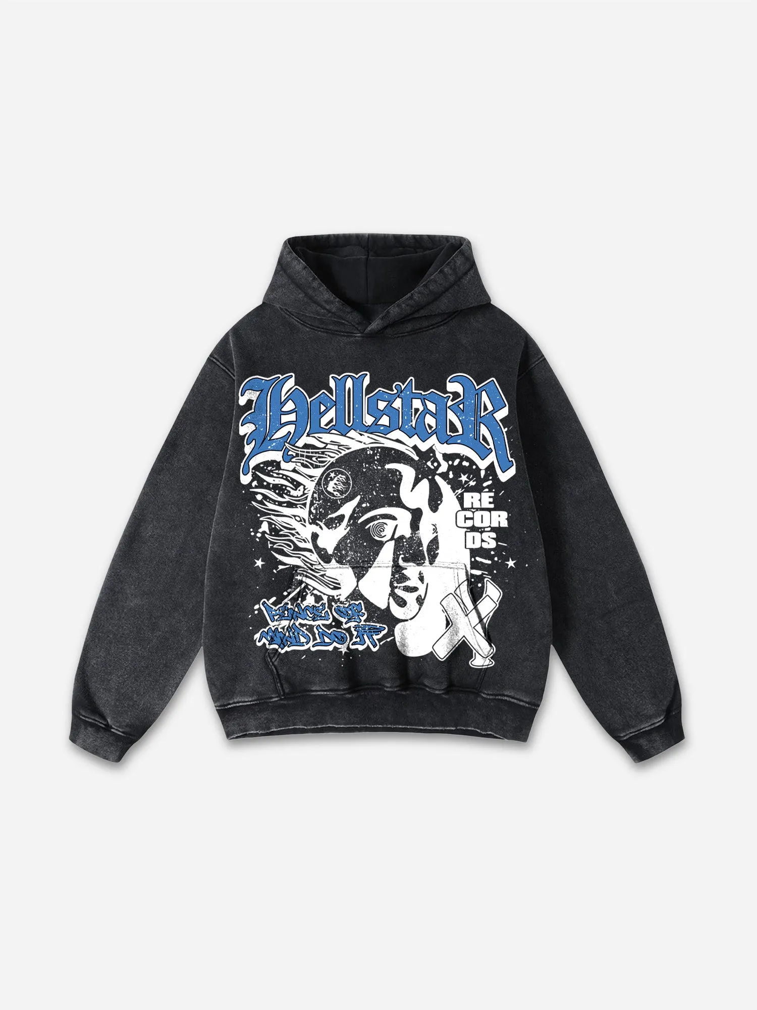 Blavra Vintage Path To Paradise Graphic Acid Washed Oversized Hoodie