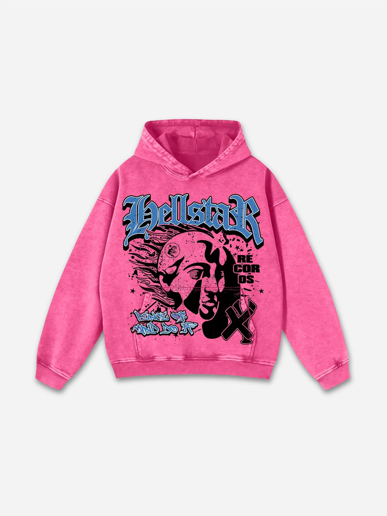Blavra Vintage Path To Paradise Graphic Acid Washed Oversized Hoodie