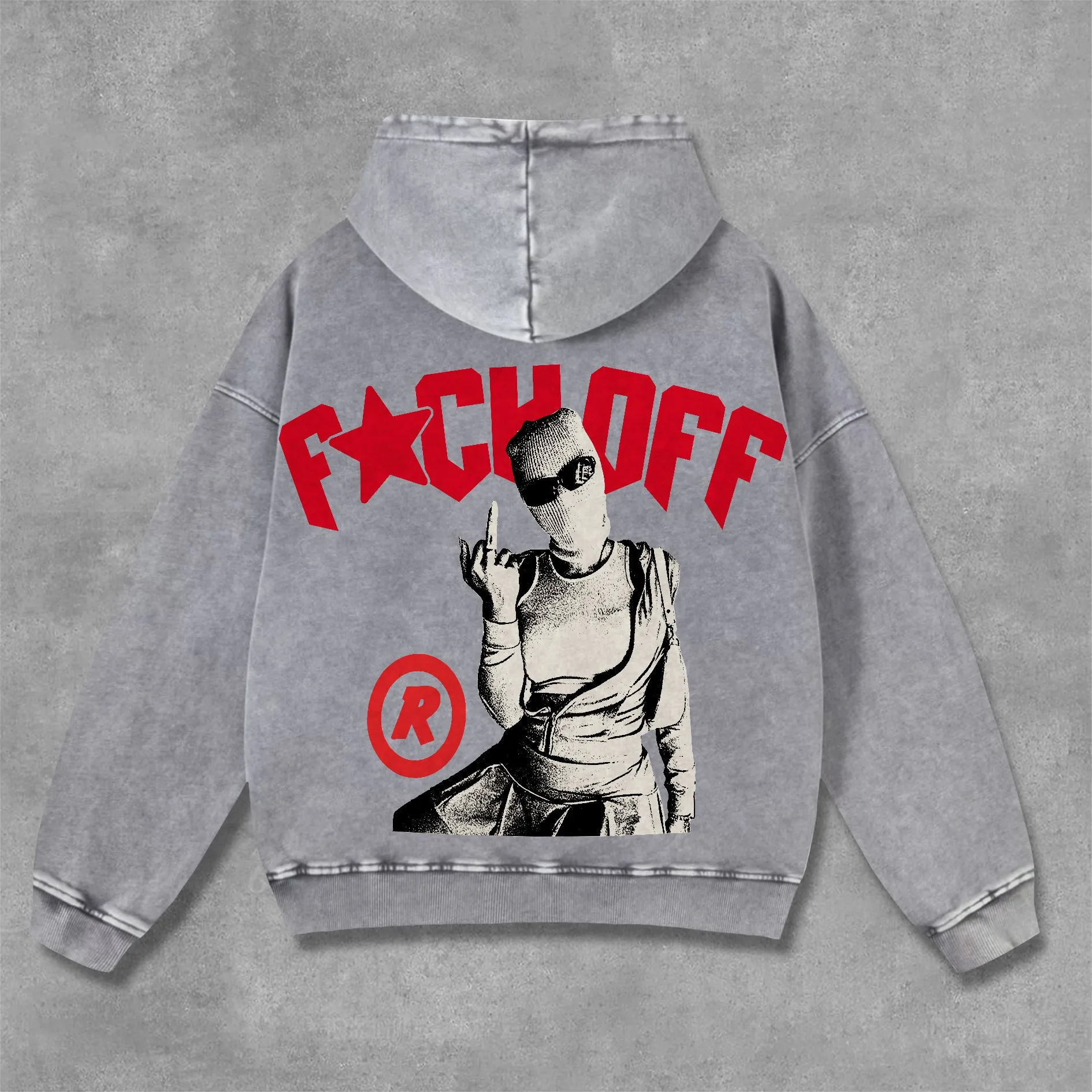 Blavra Vintage Y2k Street Graphic Washed Hoodie