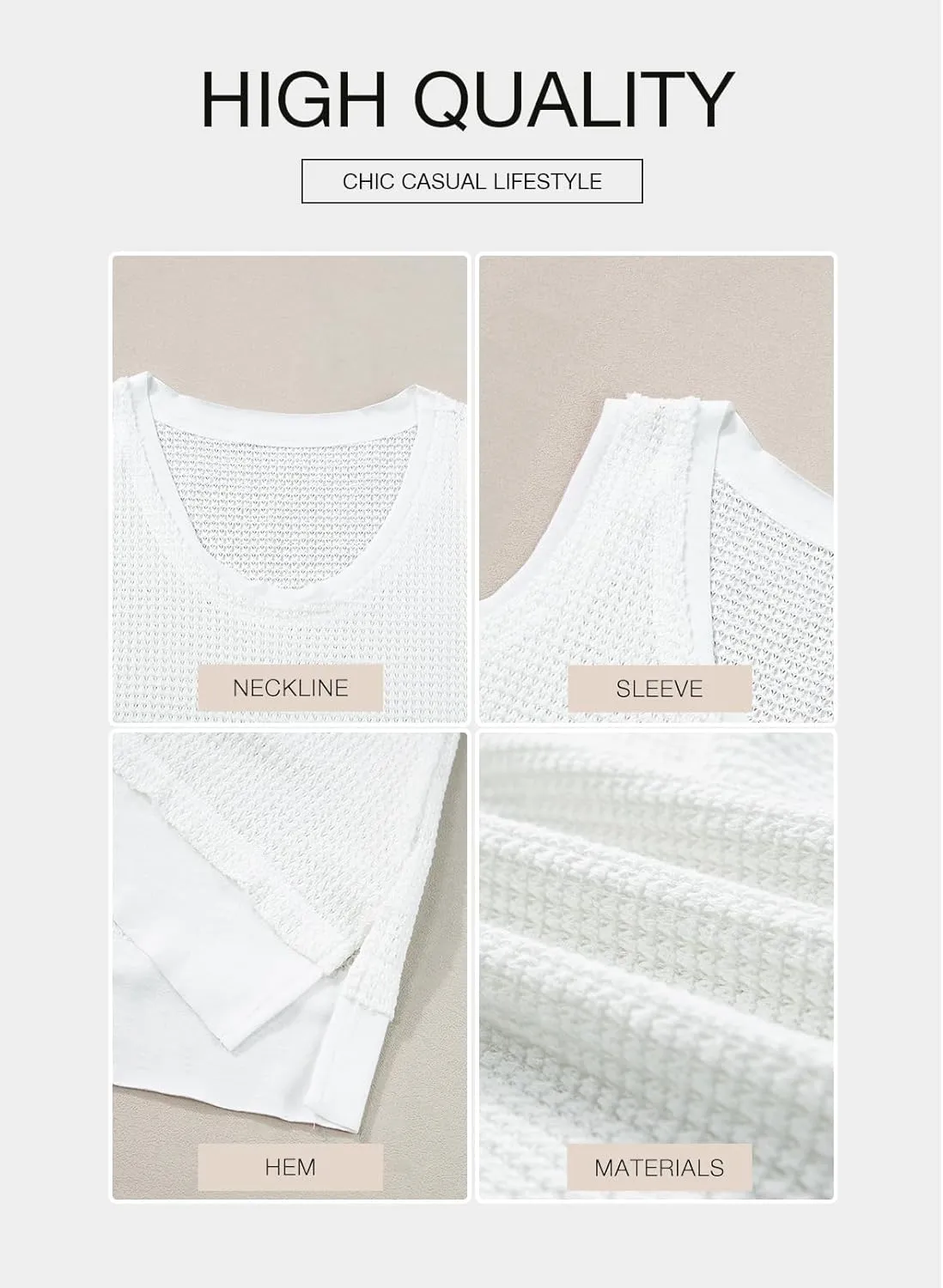 BLENCOT Women's Waffle Knit Summer Tank Top Casual Scoop Neck Sleeveless Loose Tunic Tops