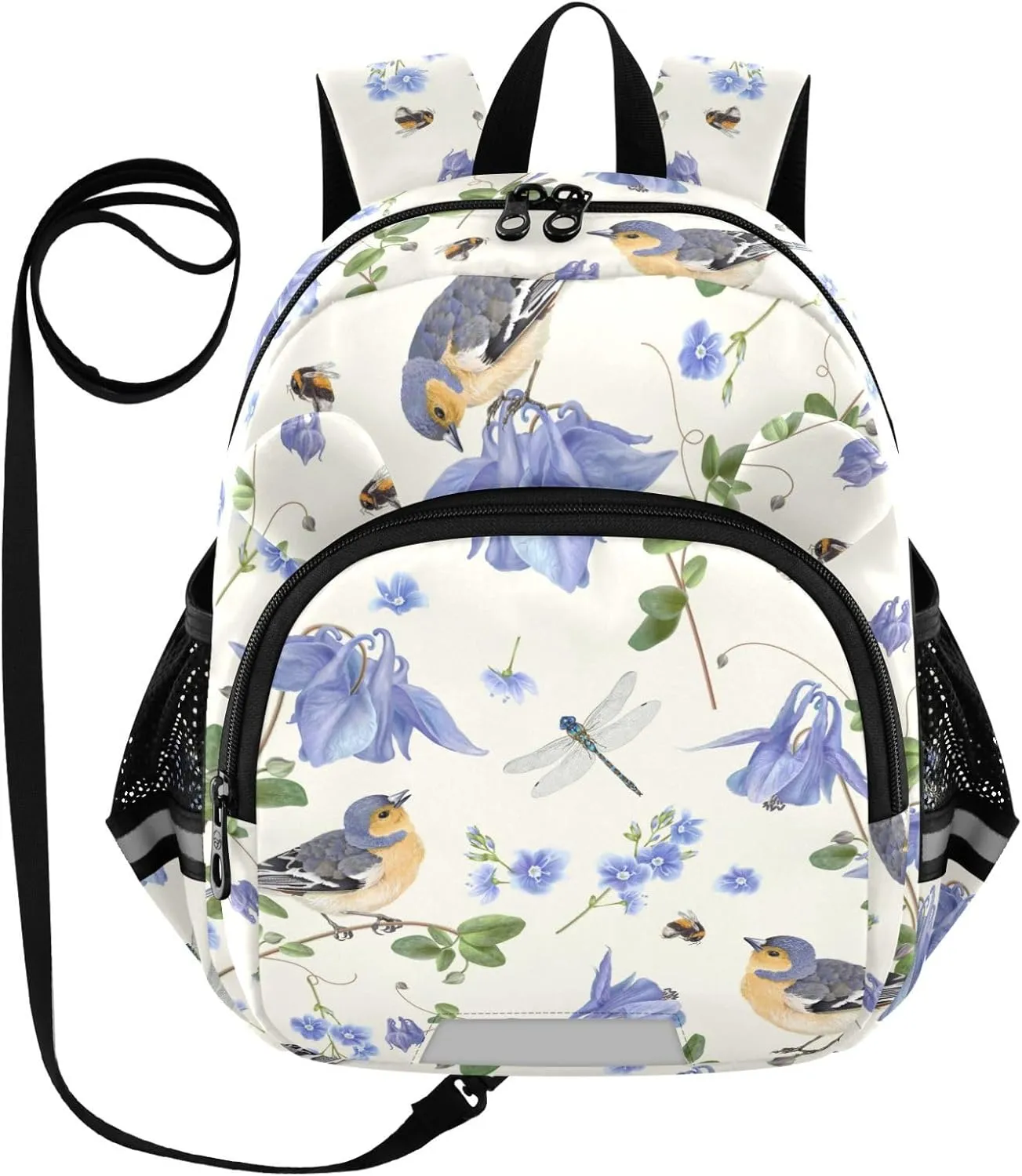Blue Flowers and Birds Little Kid Toddler Backpack Baby Boys Girls Kindergarten Pre School Bags Cute Cartoon Backpacks for children