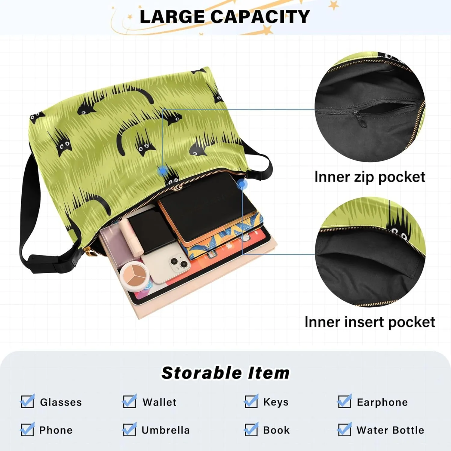 Blue Flying Bees Animal Hobo Ladies Handbags Leather Women's Large Purse Luxury Animal Print Designer Shoulder Purse