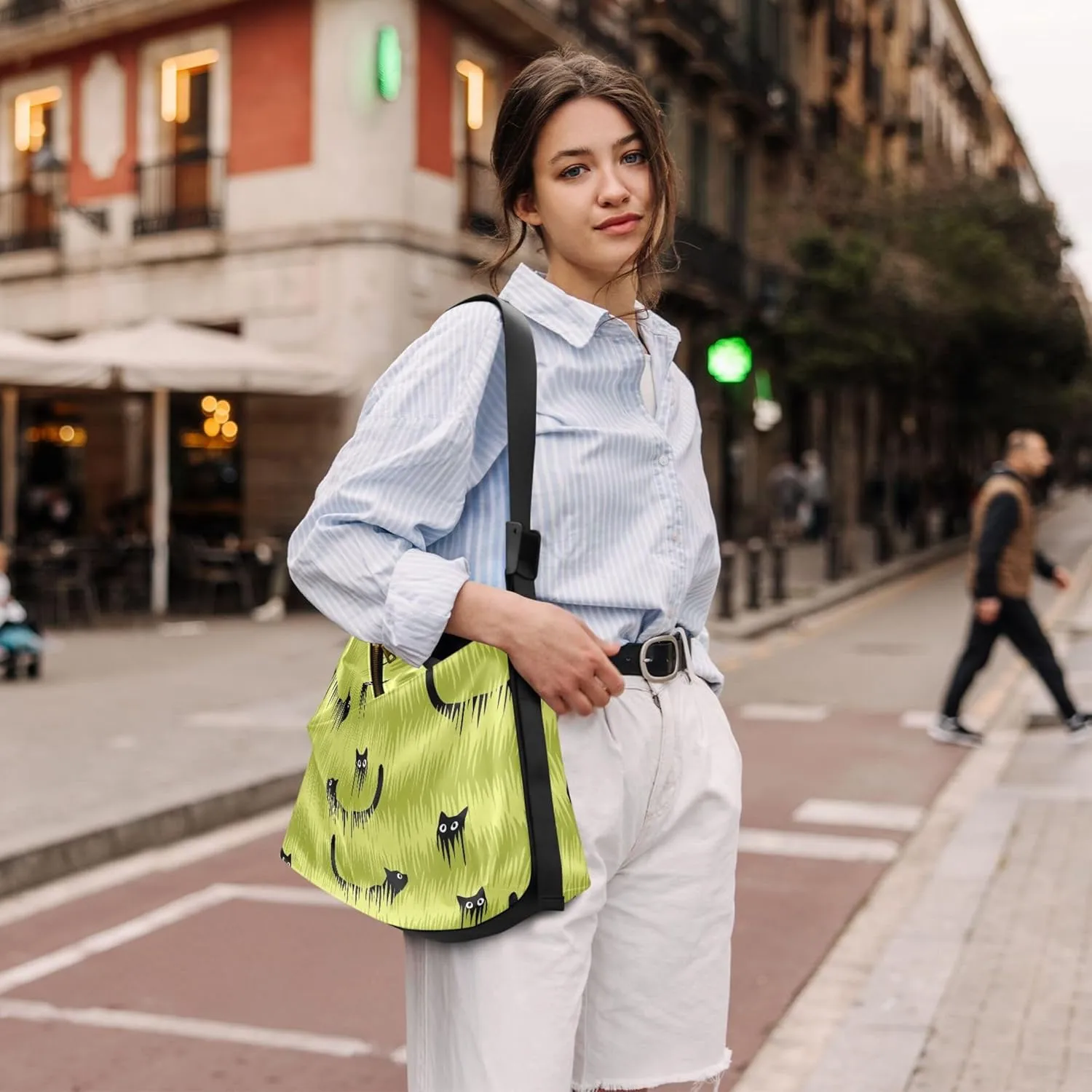 Blue Flying Bees Animal Hobo Ladies Handbags Leather Women's Large Purse Luxury Animal Print Designer Shoulder Purse