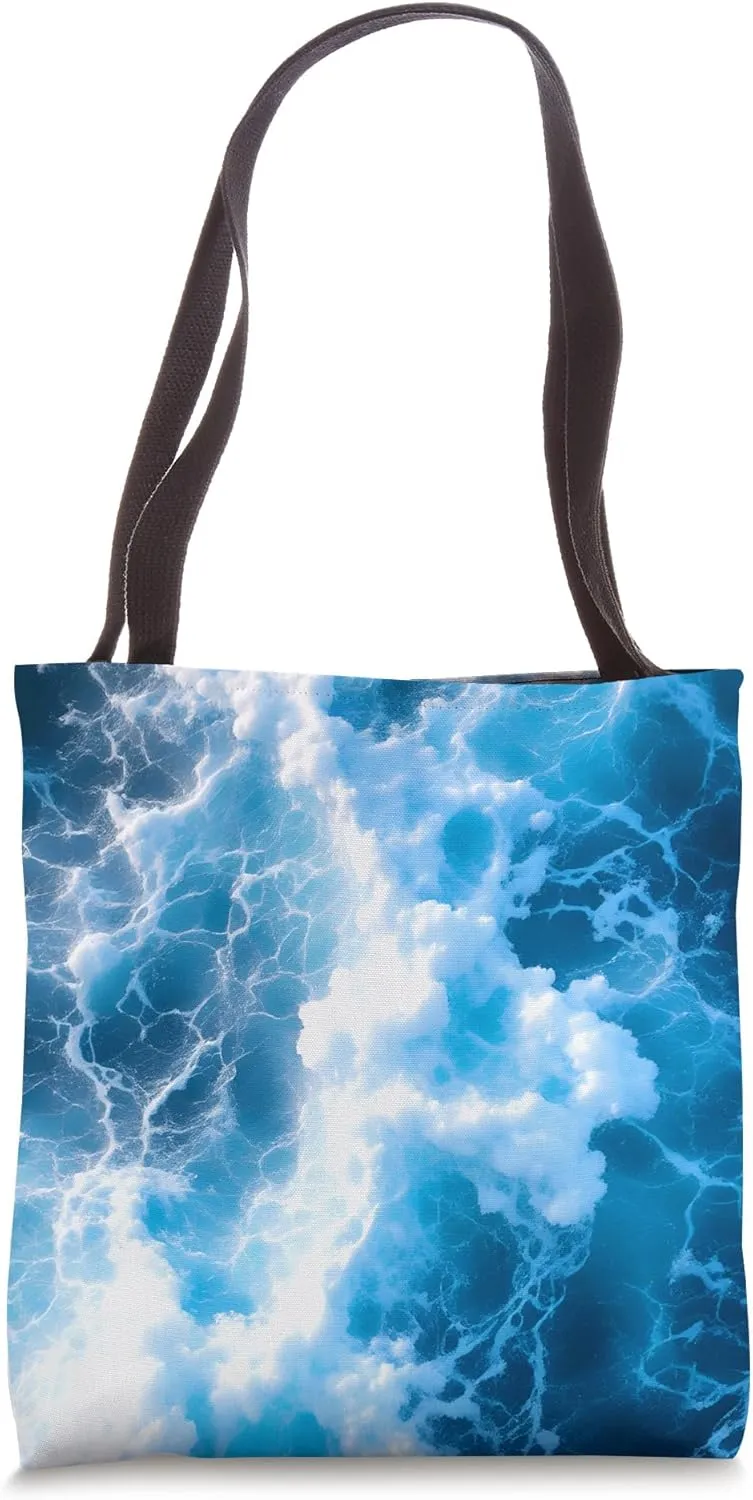 Blue Ocean Waves Summer Sea Coastal Beach Turquoise Aqua Tote Bag