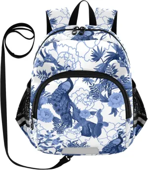 Blue Peacocks Birds Little Kid Toddler Backpack Baby Boys Girls Kindergarten Pre School Bags Cute Cartoon Backpacks for children