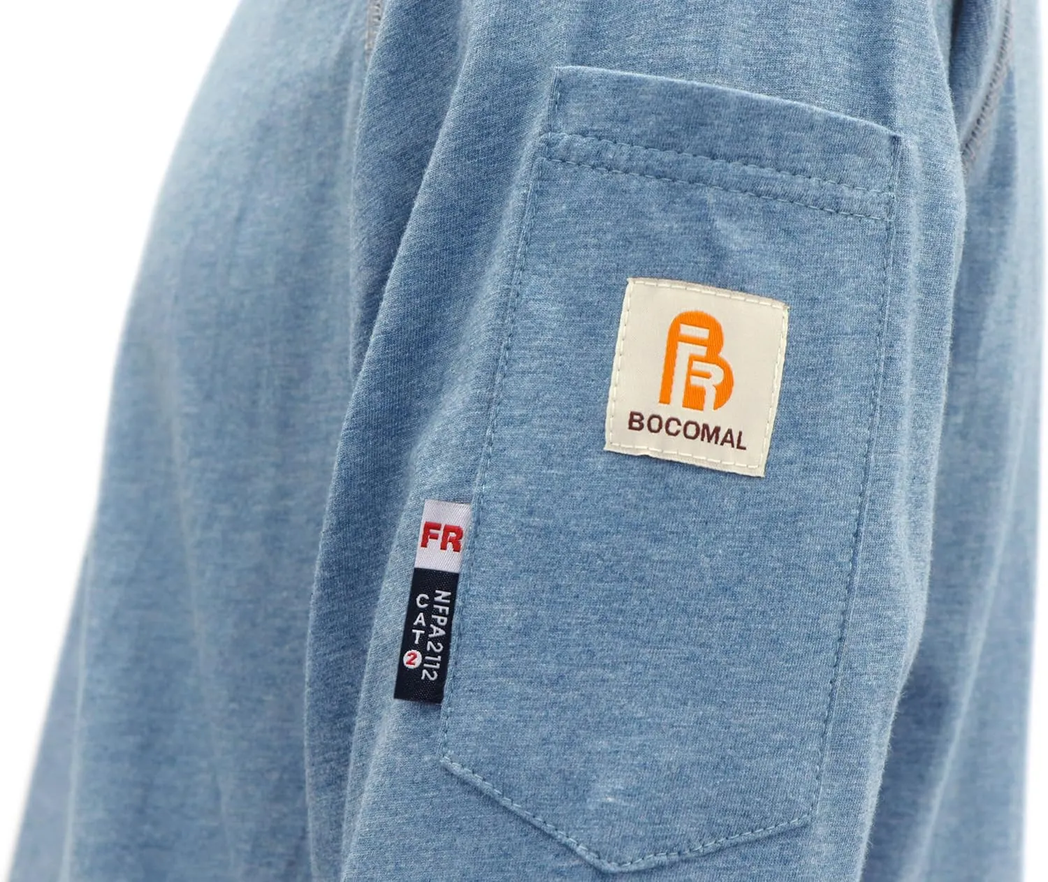 BOCOMAL FR Shirts Heather Series 6oz Flame Resistant T Shirt NFPA2112 CAT2 Fire Retardant Crew Work Shirt