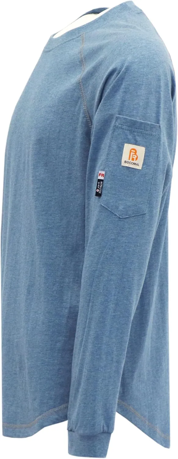 BOCOMAL FR Shirts Heather Series 6oz Flame Resistant T Shirt NFPA2112 CAT2 Fire Retardant Crew Work Shirt