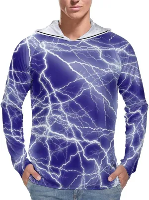 Bolts of Lightning Men's Quick Dry Long Sleeve Shirts UV Sun Protection Moisture Wicking T-Shirt 2XL