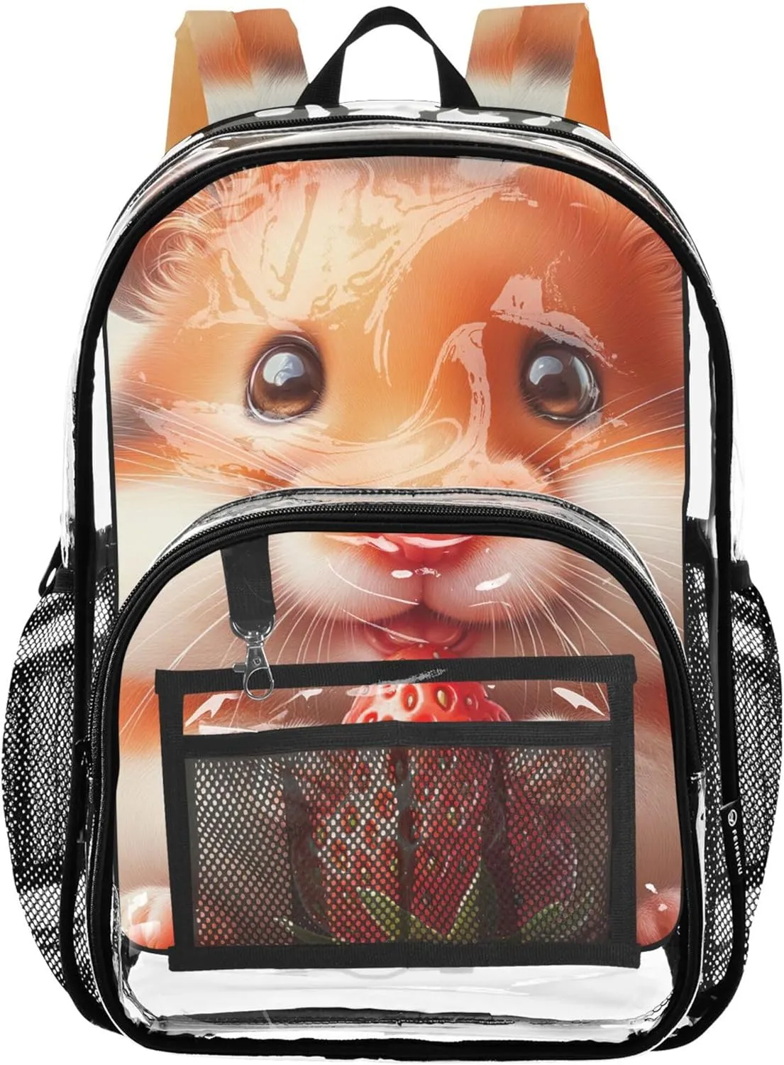 Boys Backpacks for Girls Adorable Hamster Animal Women Clear Backpack Cute Plastic School Clear Bookbag