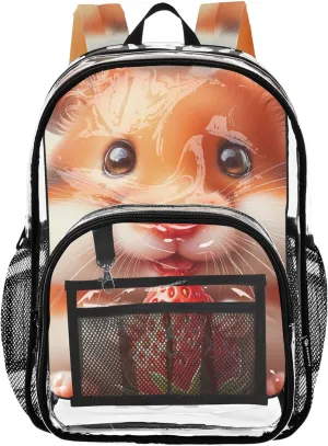 Boys Backpacks for Girls Adorable Hamster Animal Women Clear Backpack Cute Plastic School Clear Bookbag
