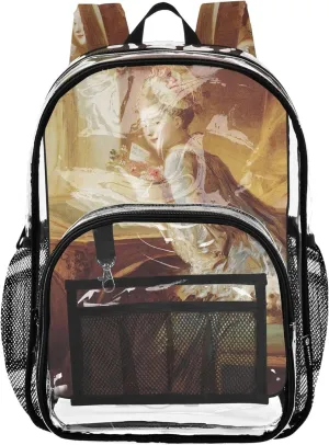 Boys Backpacks for Girls Francois Boucher Madame Painting Travel Clear Bags for Women Approved Plastic Bag Large