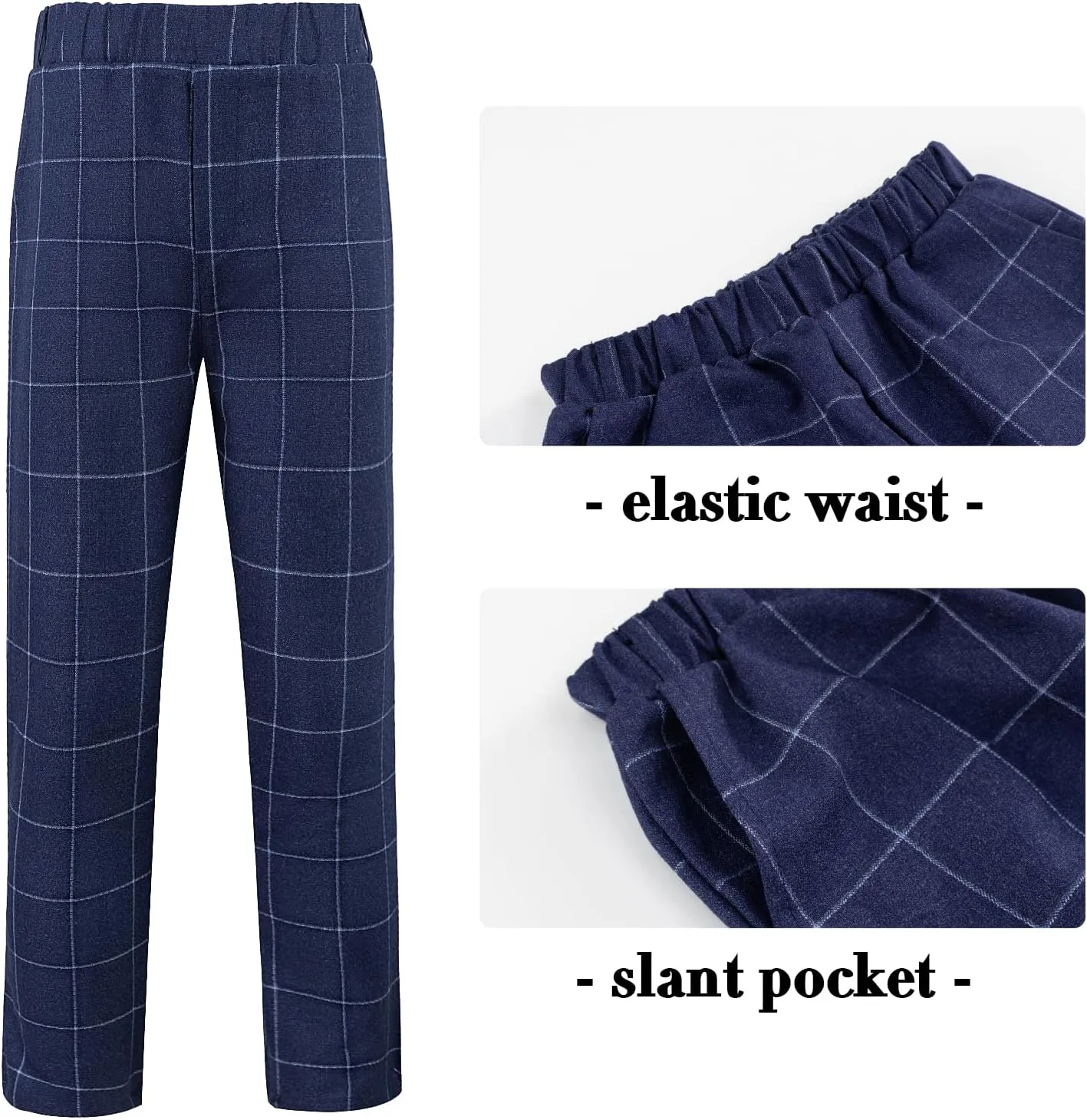 Boys Plaid Suit 5 Piece Formal Outfits Slim Fit Dress Clothes Kids Tuxedo Blazer Shirt Vest Pants Bow Tie
