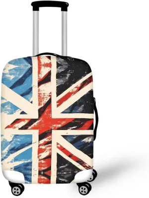 British Patriot Flag Dustproof Suitcase Cover With Concealed Zipper London Flag Watercolor Painting Baggage Cover for 18-32 Inch Suitcase Elastic Protector -XL