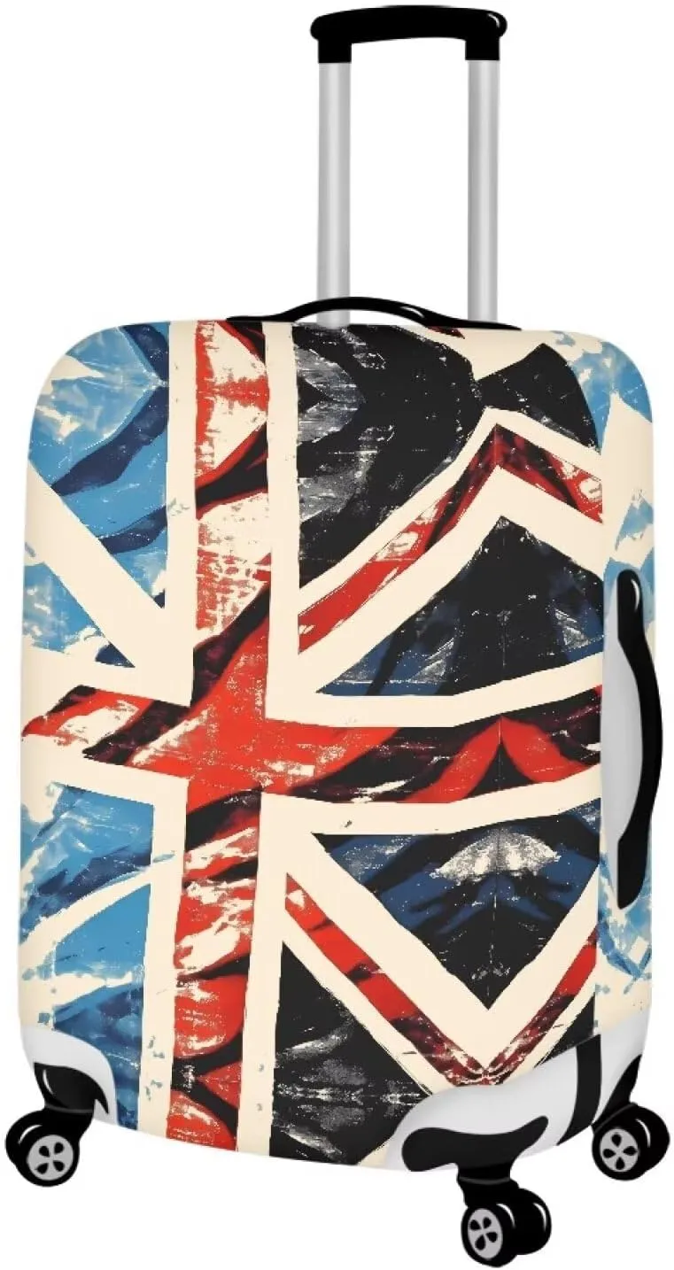 British Patriot Flag Dustproof Suitcase Cover With Concealed Zipper London Flag Watercolor Painting Baggage Cover for 18-32 Inch Suitcase Elastic Protector -XL