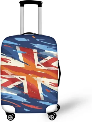 British Patriot Flag Suitcase Cover for Women Men Graffiti Flag of London Pattern Washable Polyester Dust Proof Elastic Holiday Travel Cover -S
