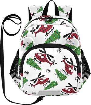 Buffalo Plaid Christmas Helicopter Little Kid Toddler Backpack Baby Boys Girls Kindergarten Pre School Bags Cute Cartoon Backpacks for children
