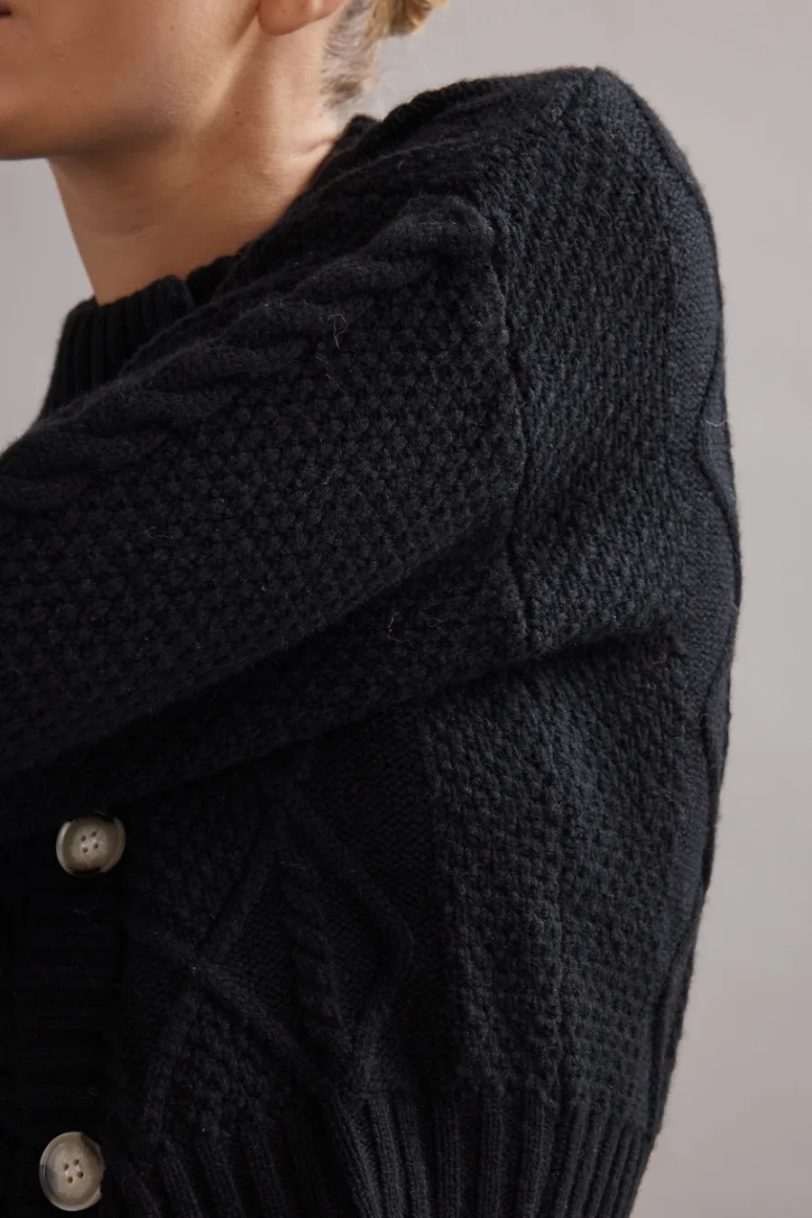 Cable Knit Cardigan Black