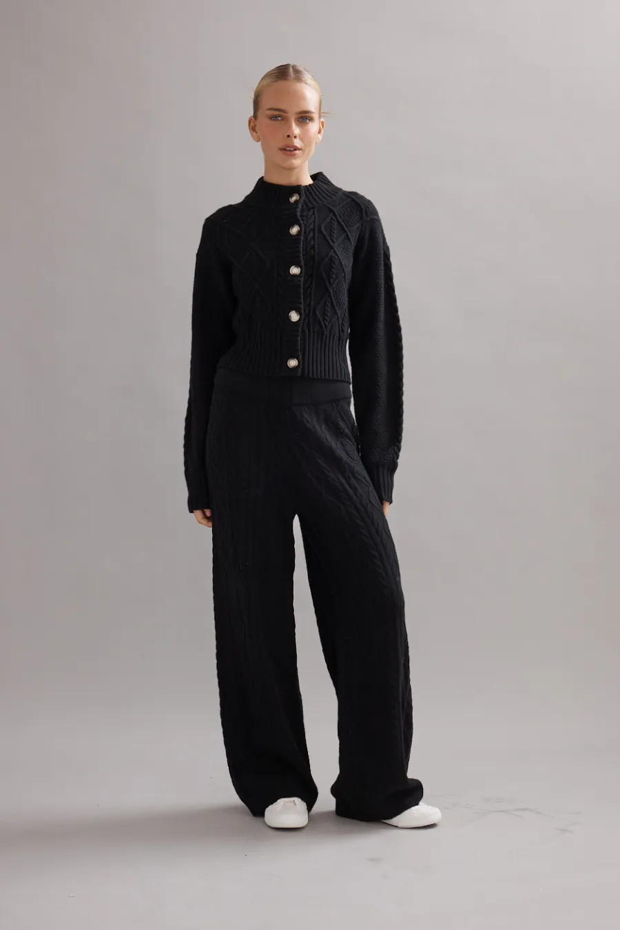 Cable Knit Cardigan Black