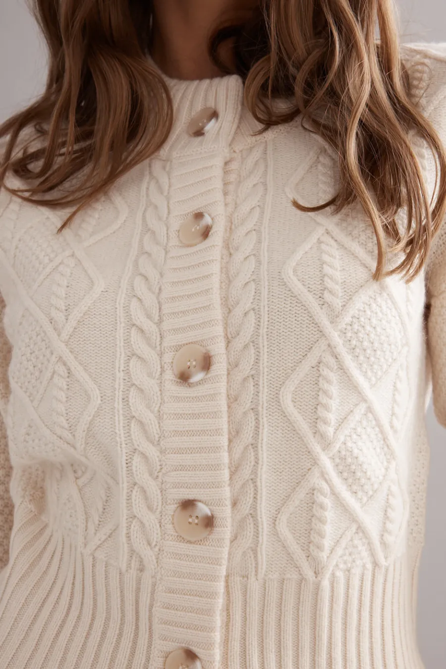 Cable Knit Cardigan Ivory