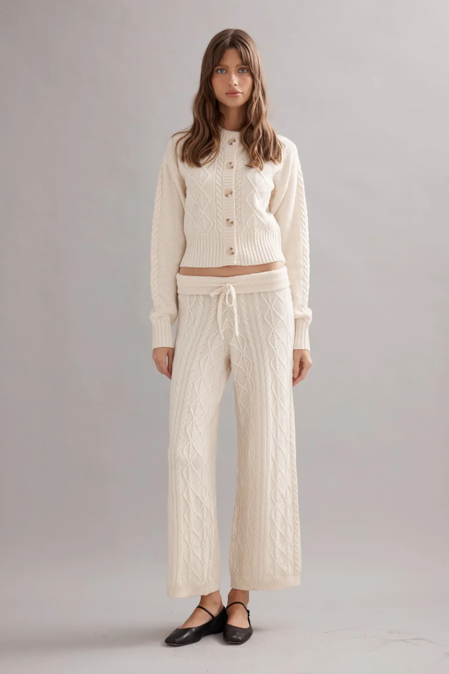 Cable Knit Cardigan Ivory