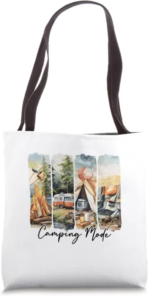 Camping Mode Retro Summer Camping Lover Outdoors For Camper Tote Bag