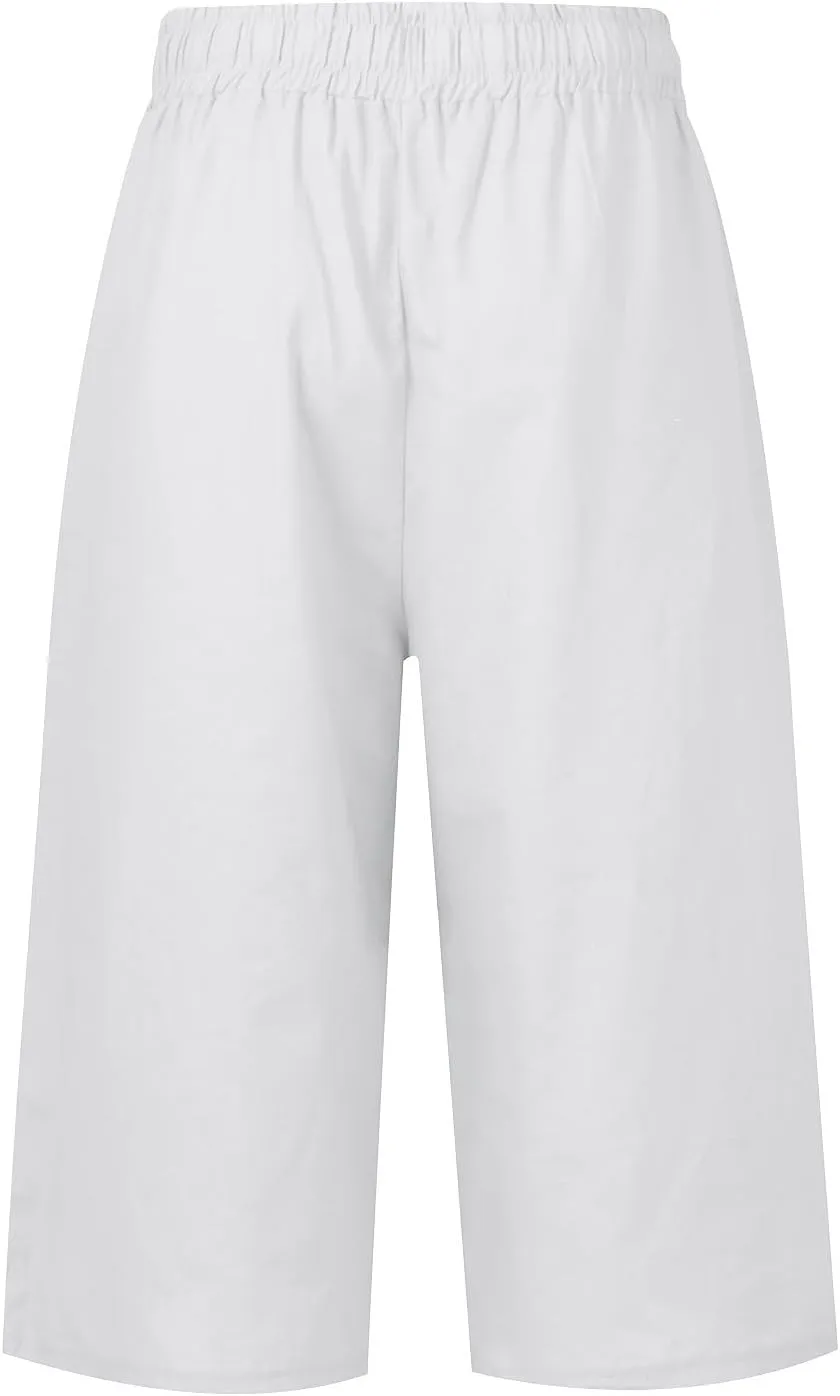 Capri Pants for Women Casual Lightweight Drawstring Waist Pedal Pushers Comfy Ruffle Hem Lounge Pants with Pockets