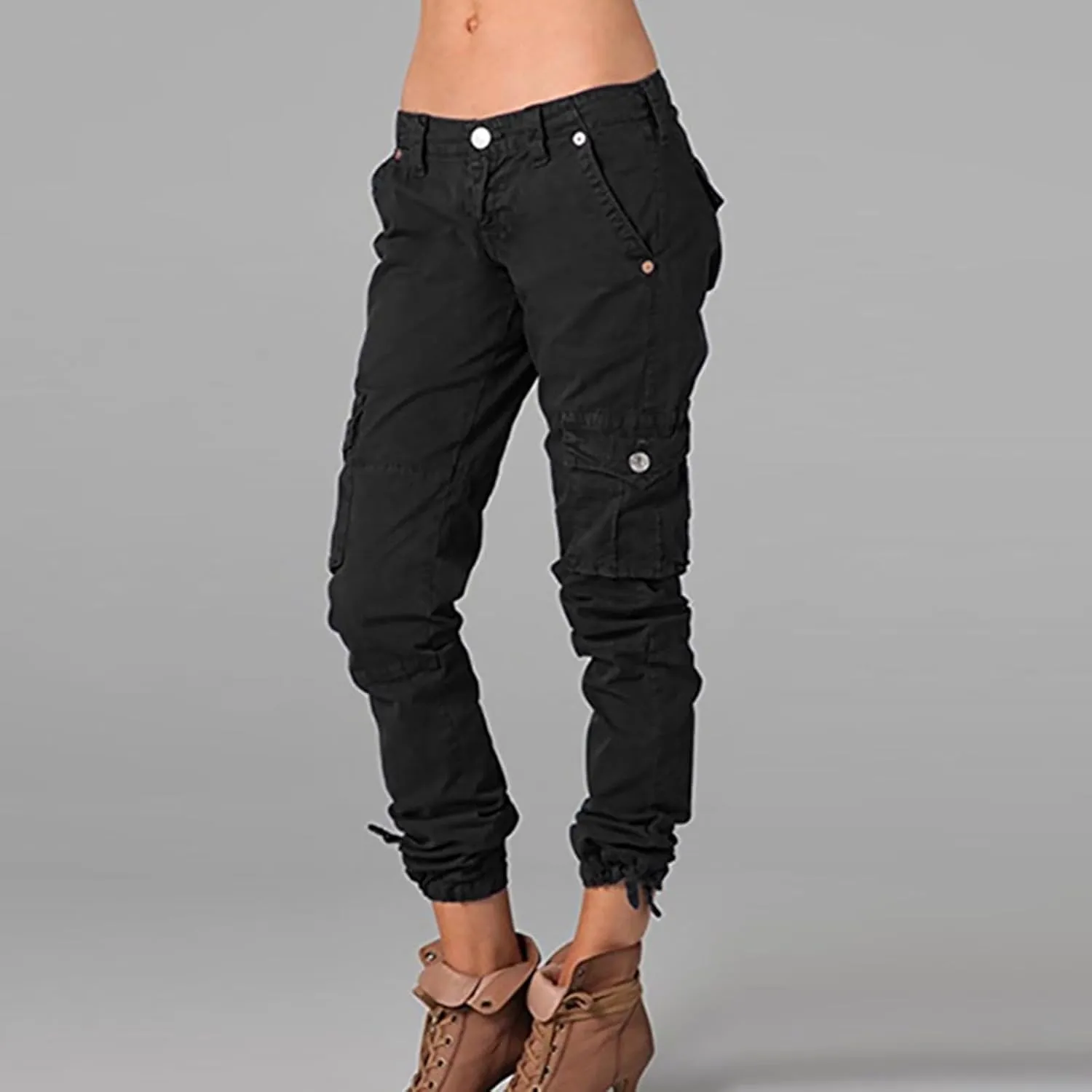 Cargo Pants Women Drawstring Drawstring Split Leg Casual Pants Y2K High Waist Pants Black Pants for Women Wide